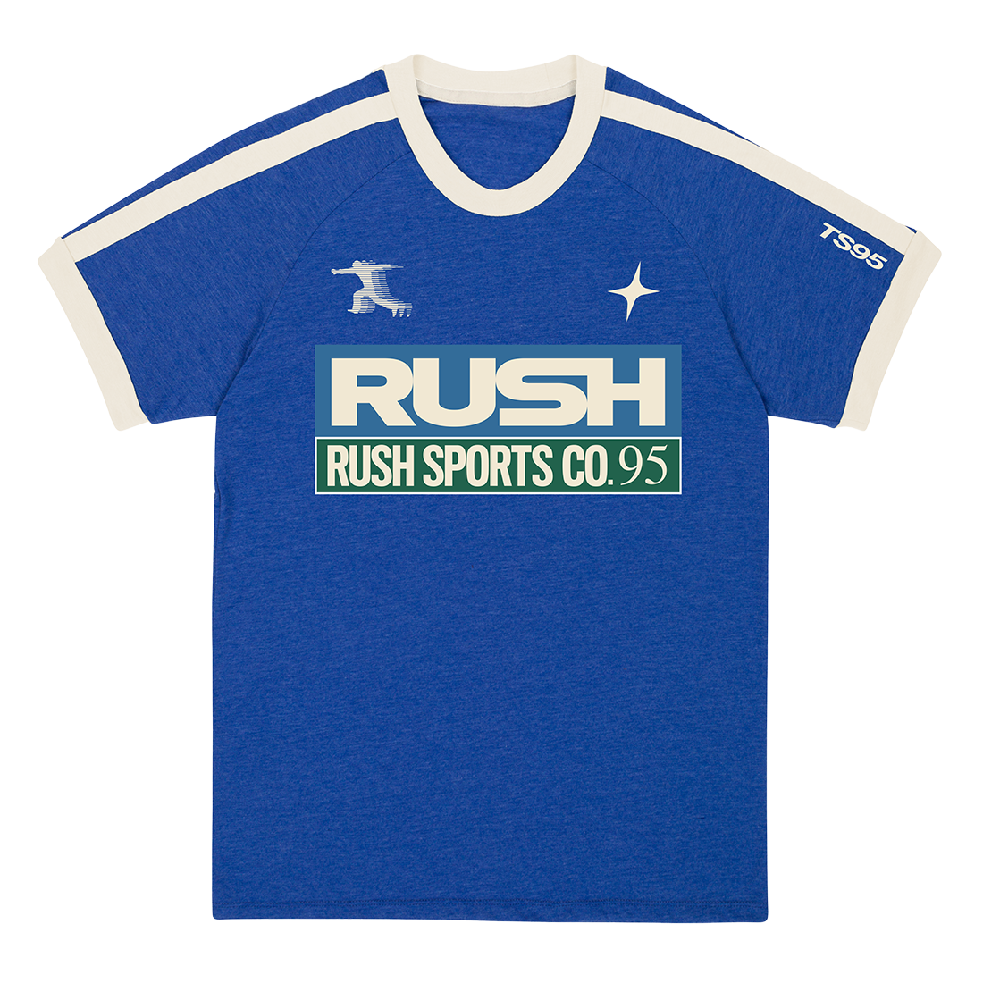 RUSH SPORTS CO 95 BLUE TEE FRONT