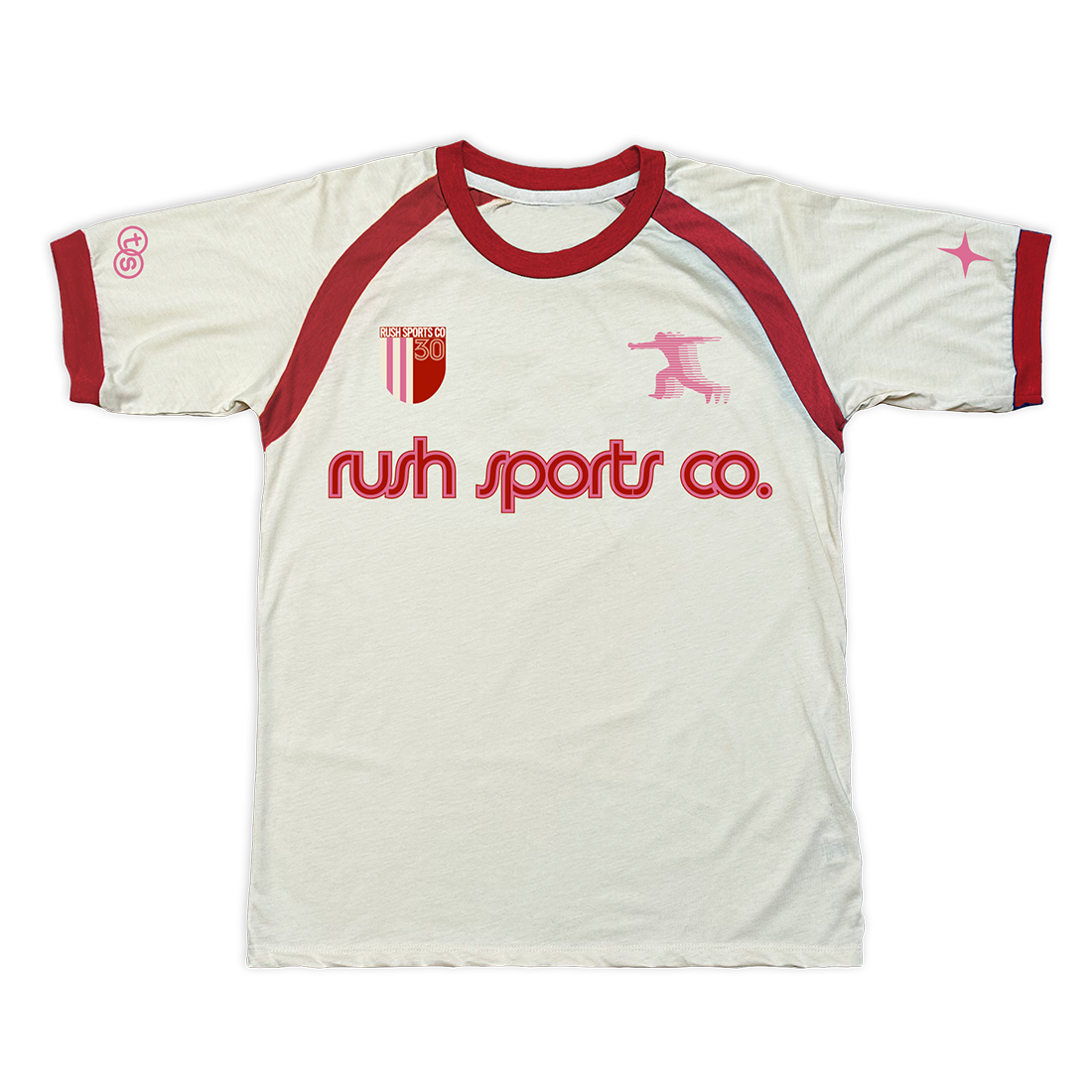 RUSH SPORTS CO 30 WHITE TEE FRONT