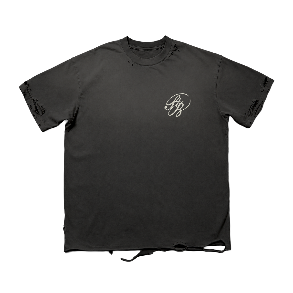 She’s the Best Distressed Black Tee Front